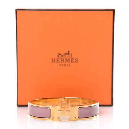 Hermes Enamel Narrow Clic Clac H Bracelet PM Bois De Rose 5 of 5