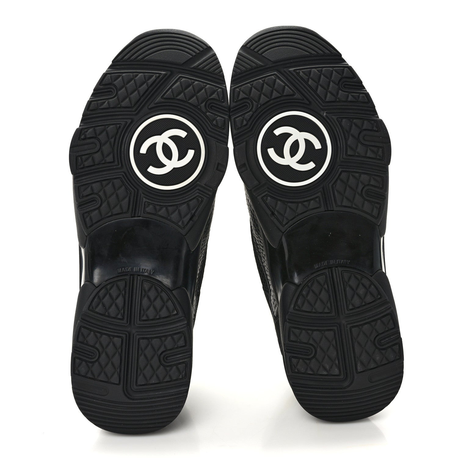 Chanel Mesh Suede Grained Calfskin Womens CC Sneakers 39 Black White 5 of 9