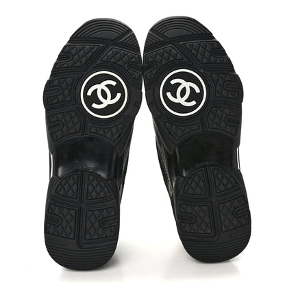 Chanel Mesh Suede Grained Calfskin Womens CC Sneakers 39 Black White 5 of 9