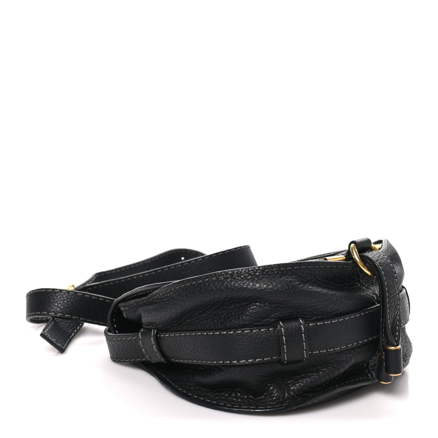 Calfskin Mini Marcie Round Crossbody Bag Black