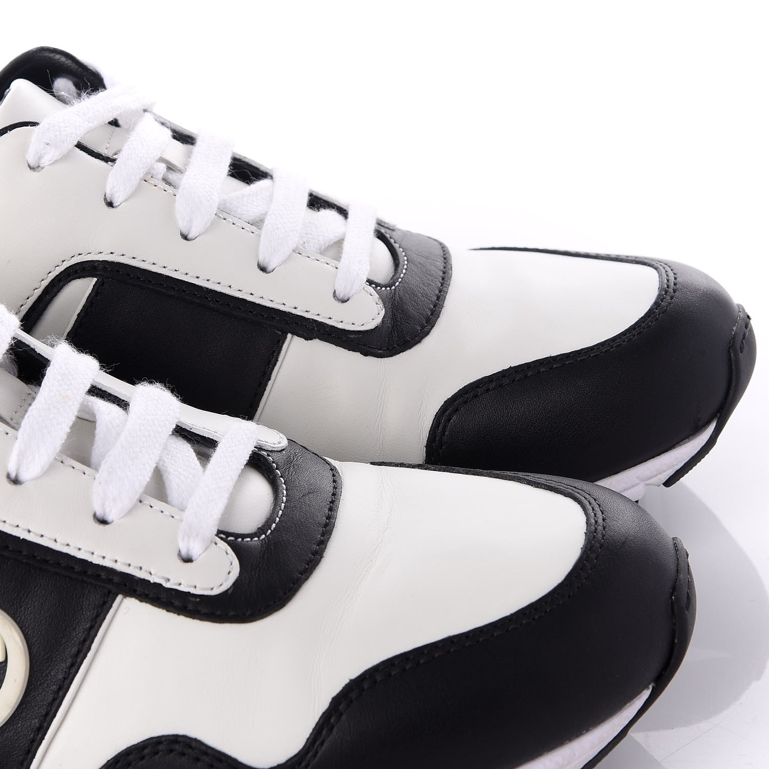 Gucci Calfskin Womens Interlocking G Sneakers 37.5 Black White 13 of 14
