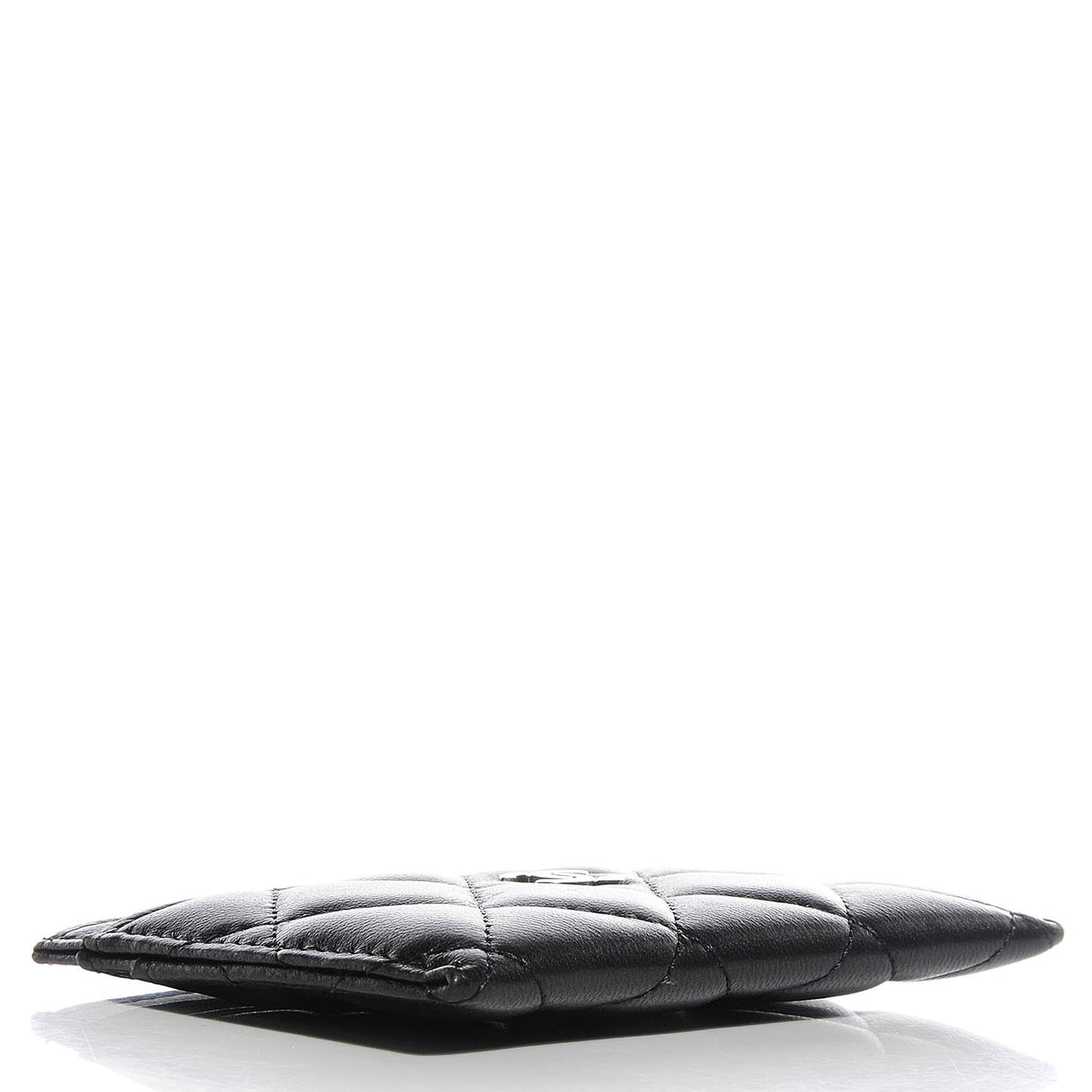 Lambskin Quilted Card Holder Black