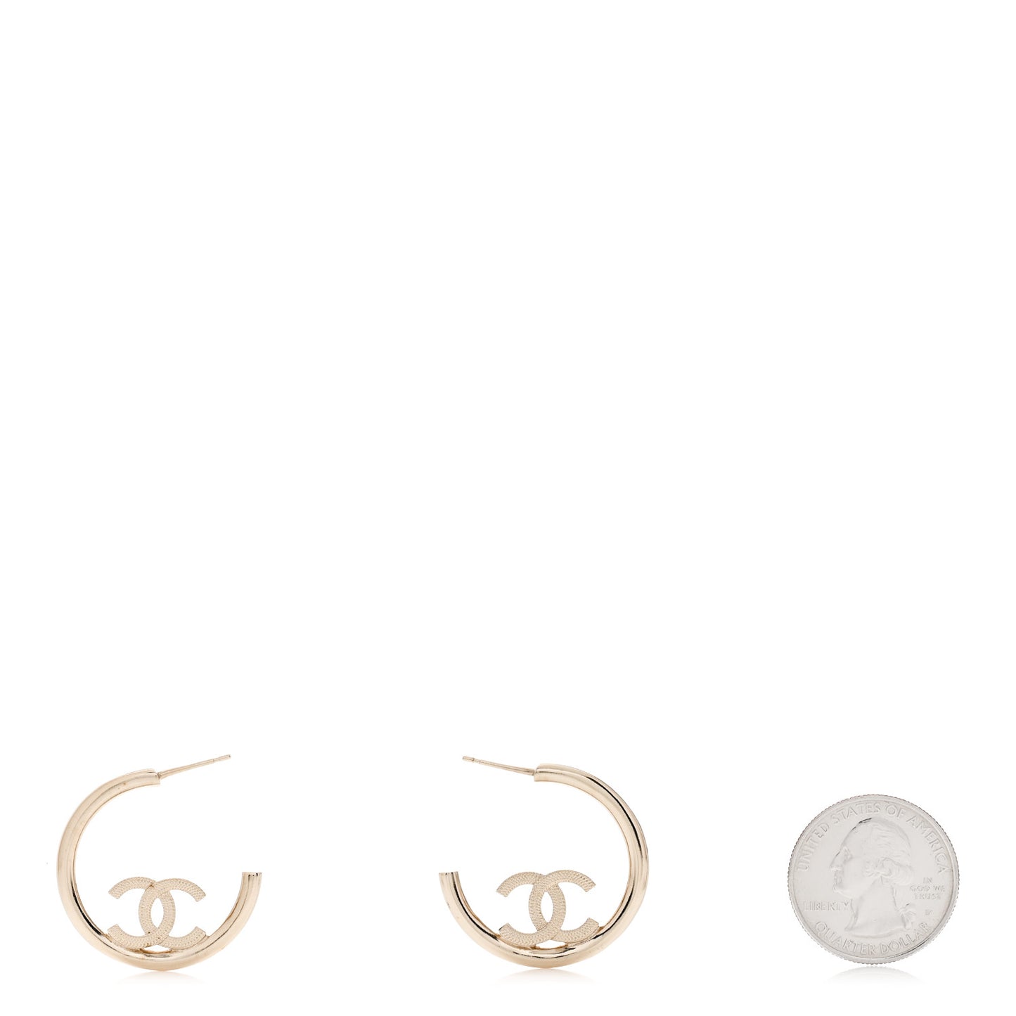 Metal Textured CC Hoop Earrings Gold