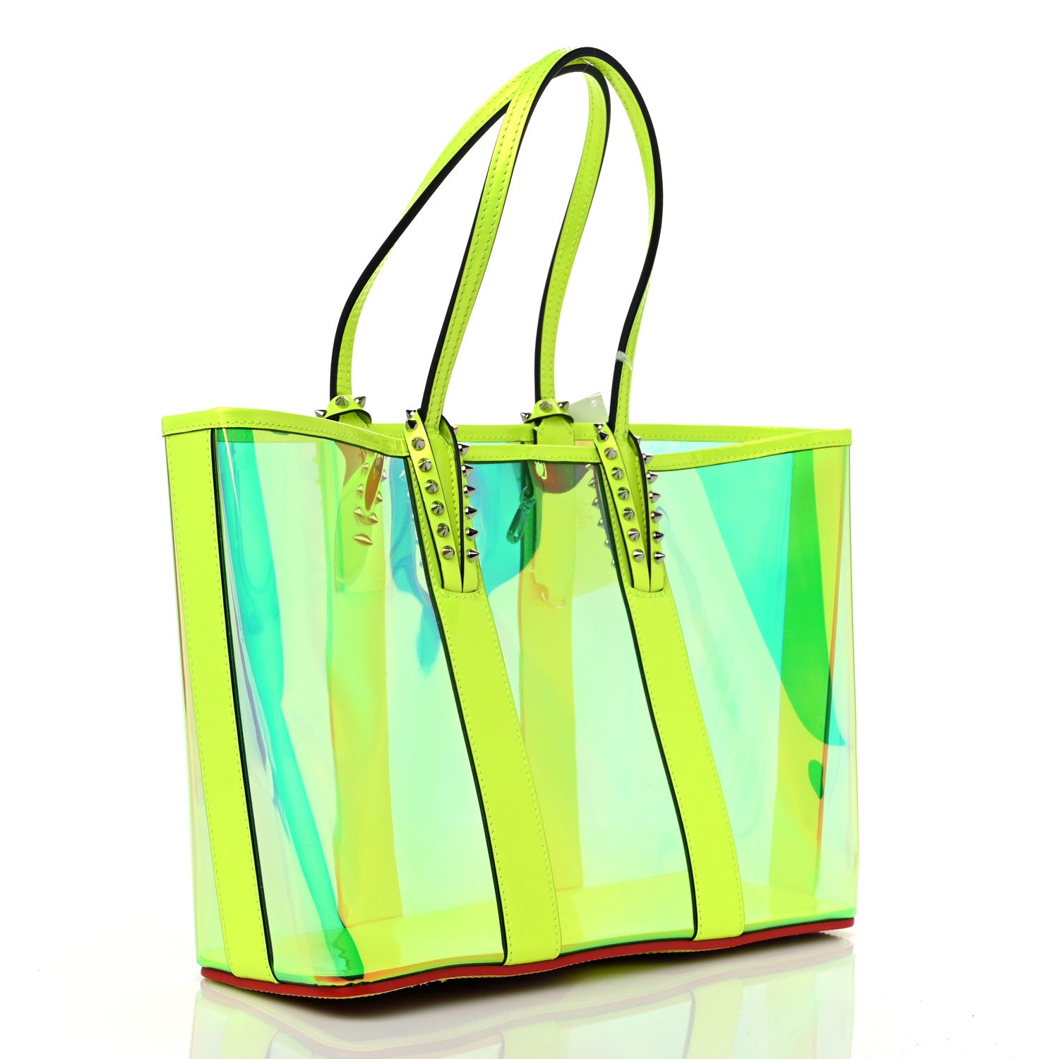 Christian Louboutin PVC Spikes East West Cabata Tote Fluorescent Yellow 4 of 12