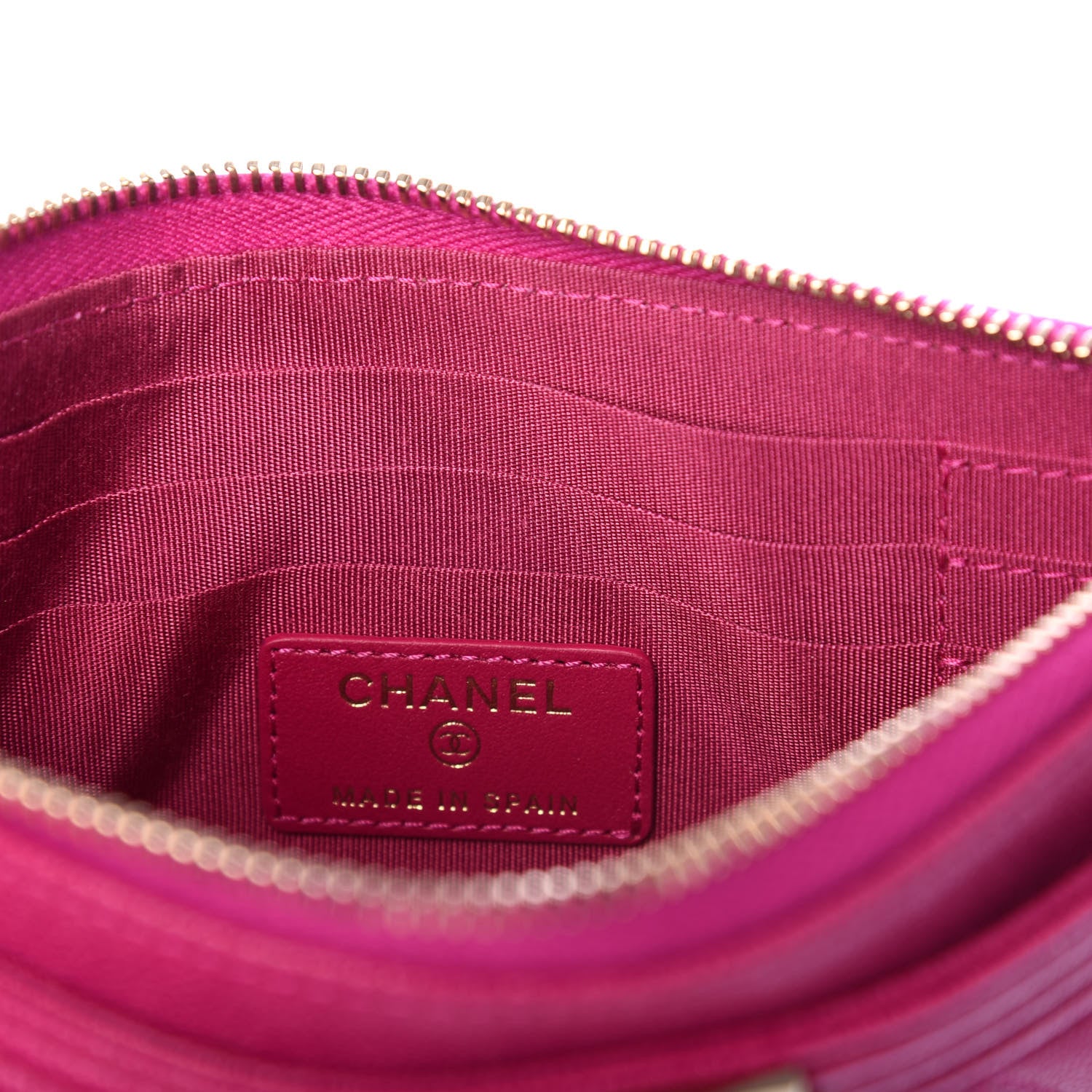 Chanel Caviar Quilted Classic Zip Boy Pouch Fuchsia 6 of 7