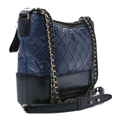 Chanel Aged Calfskin Quilted Medium Gabrielle Hobo Navy Black 3 of 11