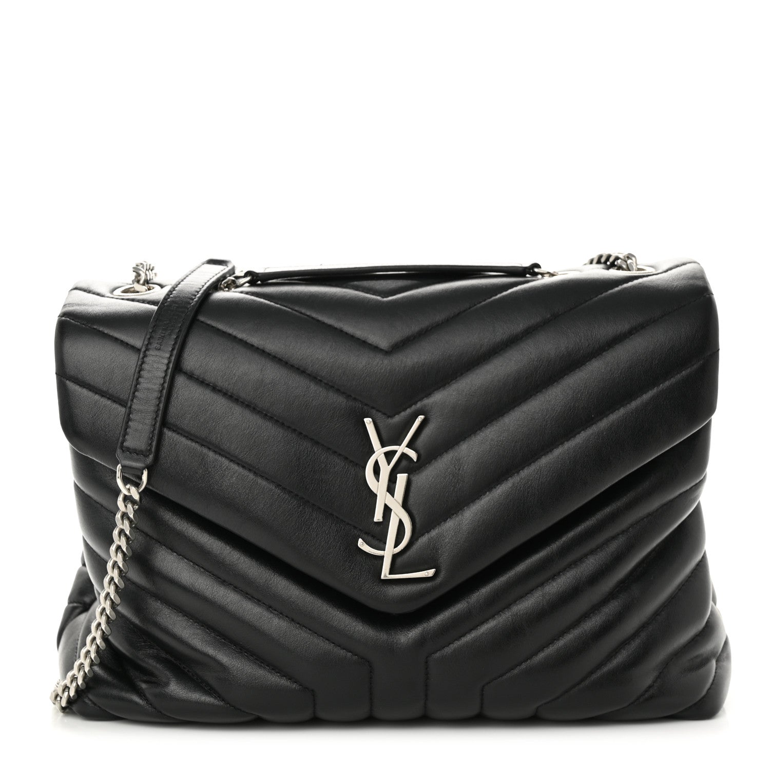 Saint Laurent Calfskin Y Quilted Monogram Medium Loulou Chain Satchel Black 1 of 11