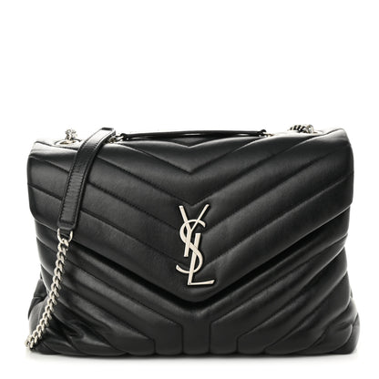Saint Laurent Calfskin Y Quilted Monogram Medium Loulou Chain Satchel Black 1 of 11