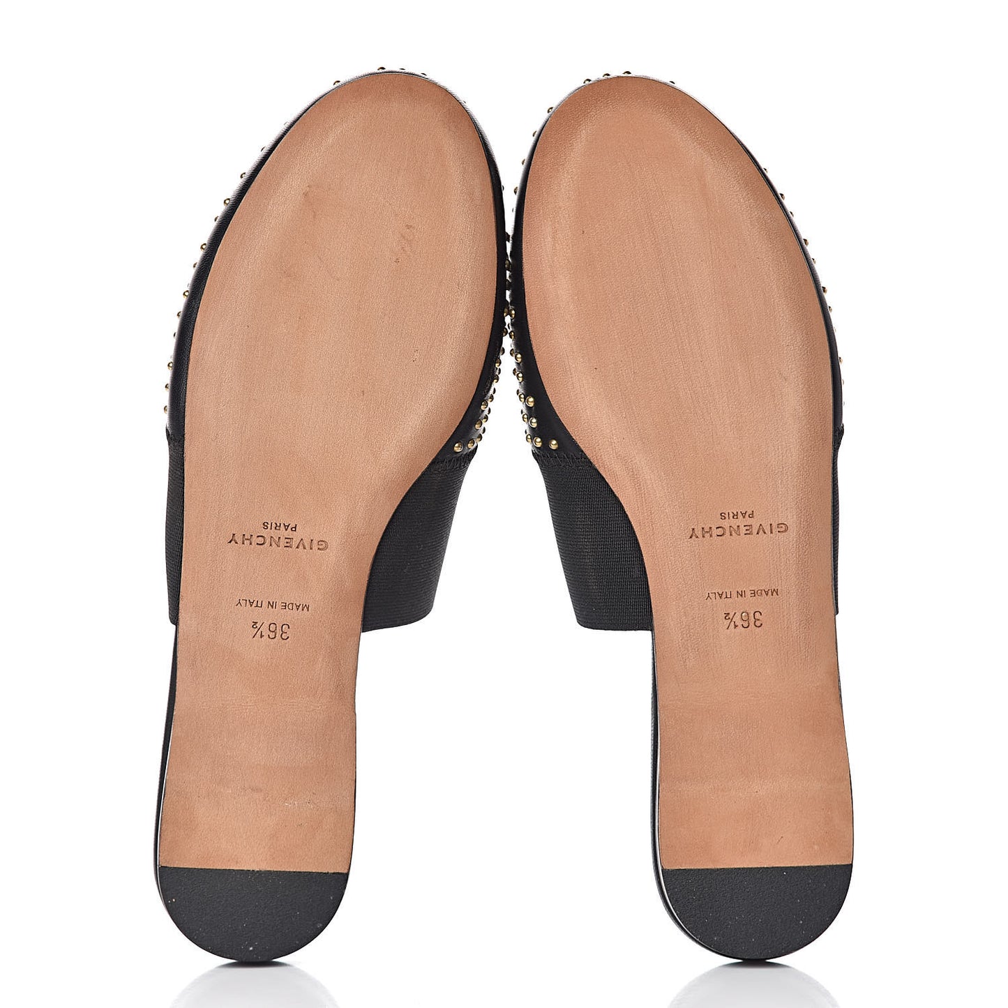 Calfskin Studded Bedford Logo Mule Slides 36.5 Black