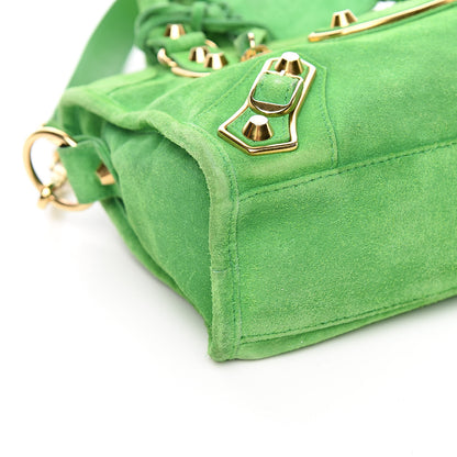 Balenciaga Baby Daim Suede Gold Metallic Edge Hardware Mini City Vert Fluo 8 of 10
