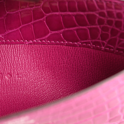 Hermes Shiny Alligator Constance Long Wallet Rose Scheherazade 7 of 12
