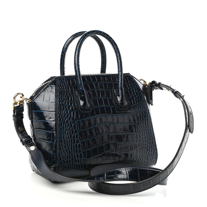 Givenchy Calfskin Crocodile Embossed Mini Antigona Navy 3 of 9