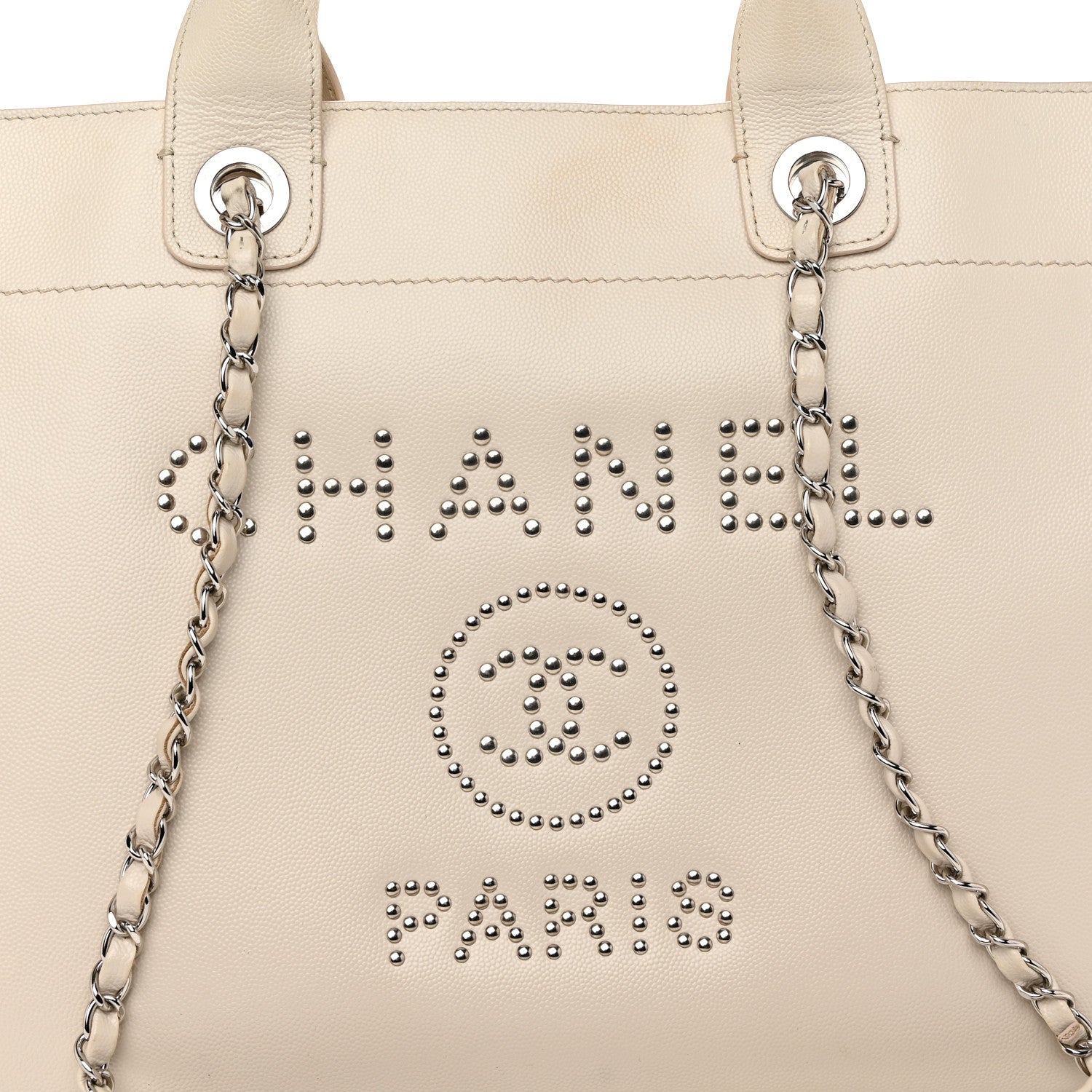 Chanel Caviar Medium Studded Deauville Tote Ivory 7 of 14