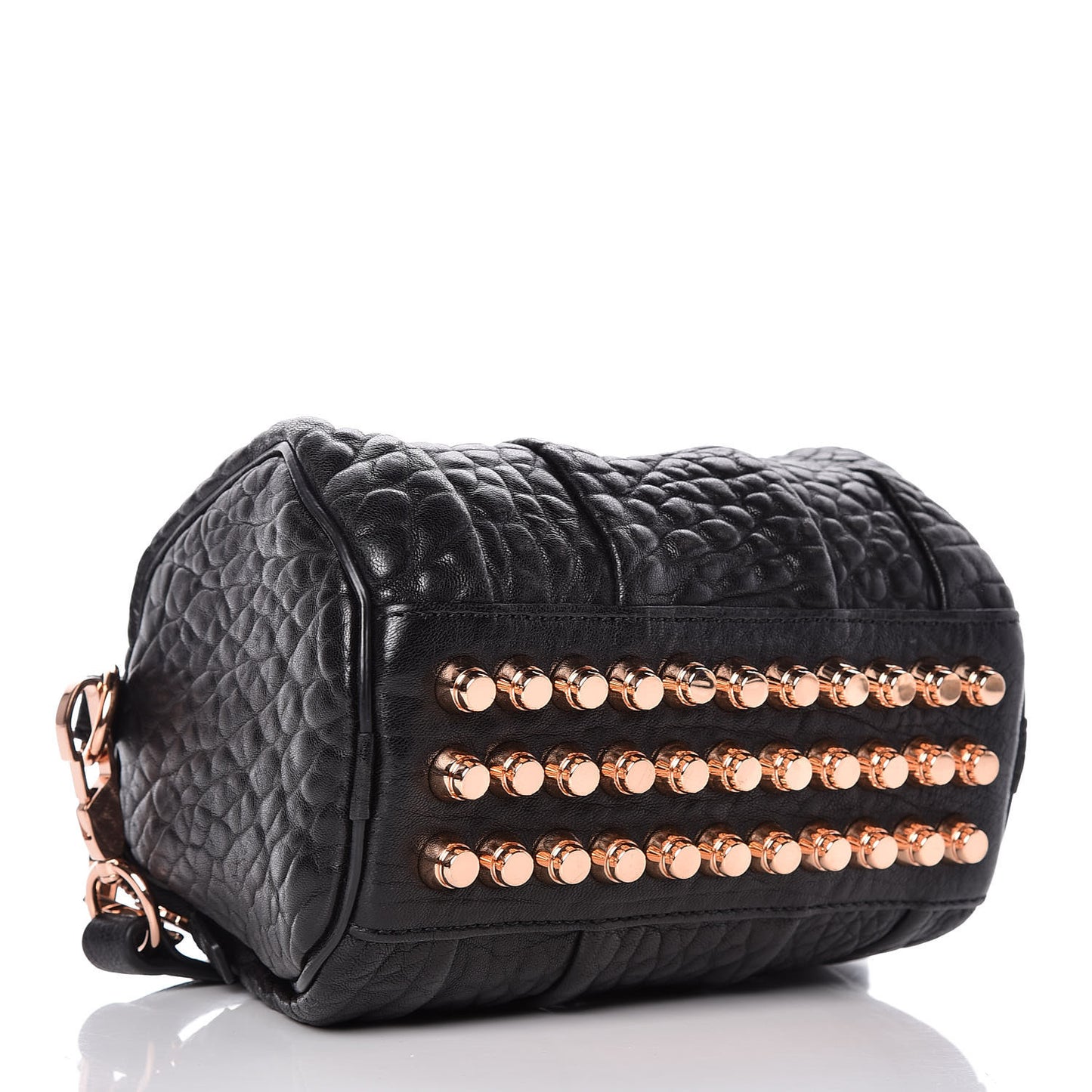 Pebbled Lambskin Mini Rockie Black Rose Gold Hardware