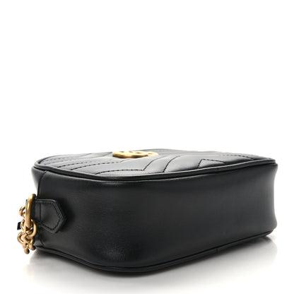 Gucci Calfskin Matelasse Mini GG Marmont Chain Shoulder Bag Black 4 of 12