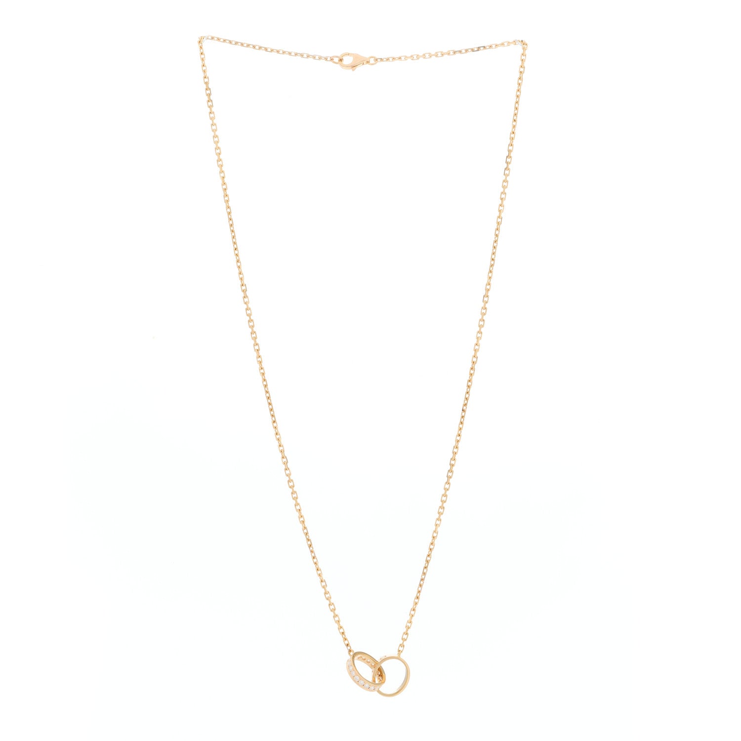 Cartier 18K Pink Gold Diamond Interlocking LOVE Necklace 3 of 10