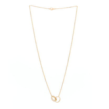 Cartier 18K Pink Gold Diamond Interlocking LOVE Necklace 3 of 10