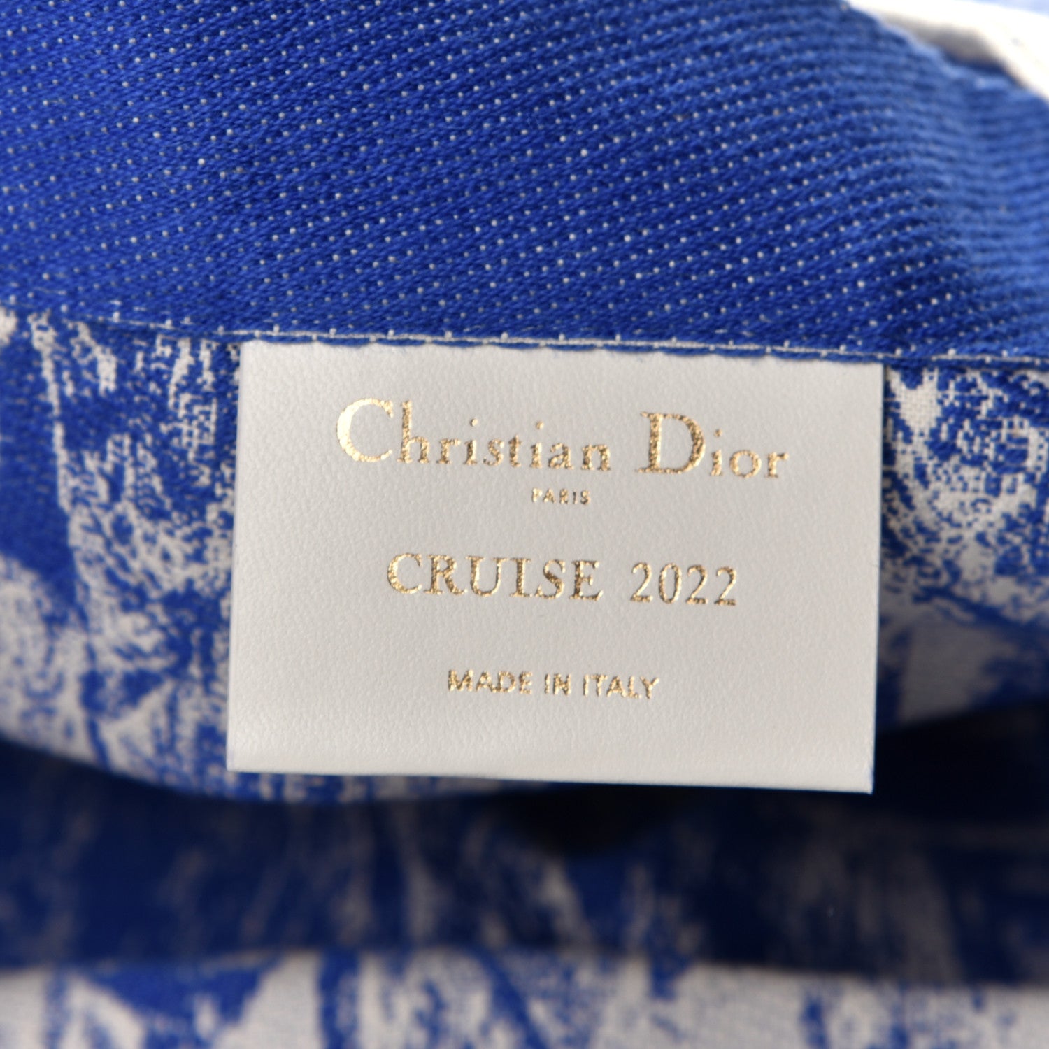 Christian Dior Canvas Print Cruise Tote Ivory Blue 5 of 5
