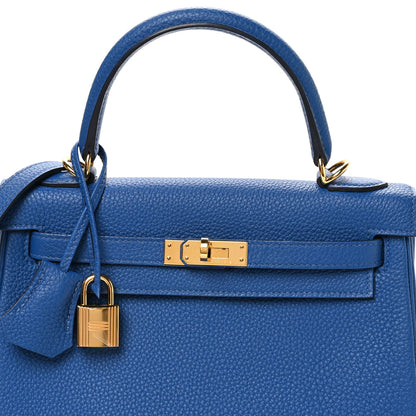 Hermes Togo Kelly Retourne 25 Bleu France 8 of 11