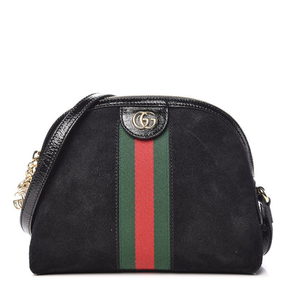 Gucci Suede Patent Web GG Small Ophidia Dome Shoulder Bag Black 1 of 14