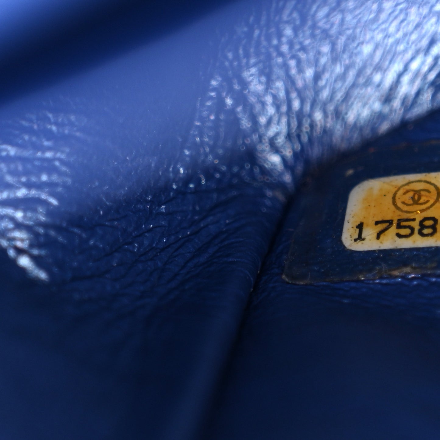 Patent Quilted Medium Double Flap Blue