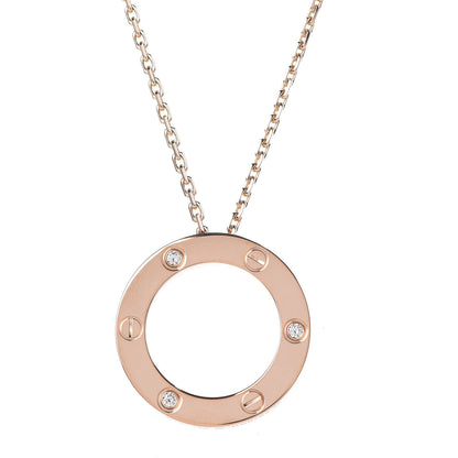 Cartier 18K Pink Gold 3 Diamonds LOVE Pendant Necklace 4 of 7