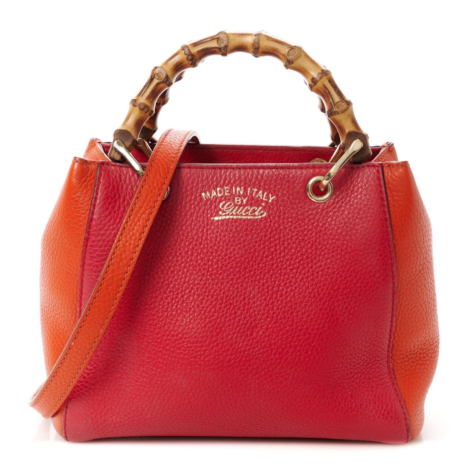 Gucci Calfskin Mini Bamboo Shopper Tote Fuchsia Orange 1 of 13