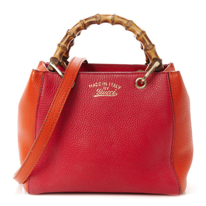 Gucci Calfskin Mini Bamboo Shopper Tote Fuchsia Orange 1 of 13