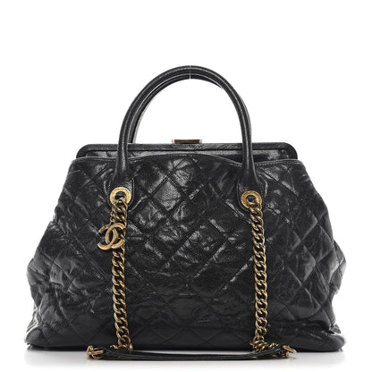 Chanel Glazed Caviar Quilted Large Frame Tote Black 1 of 10
