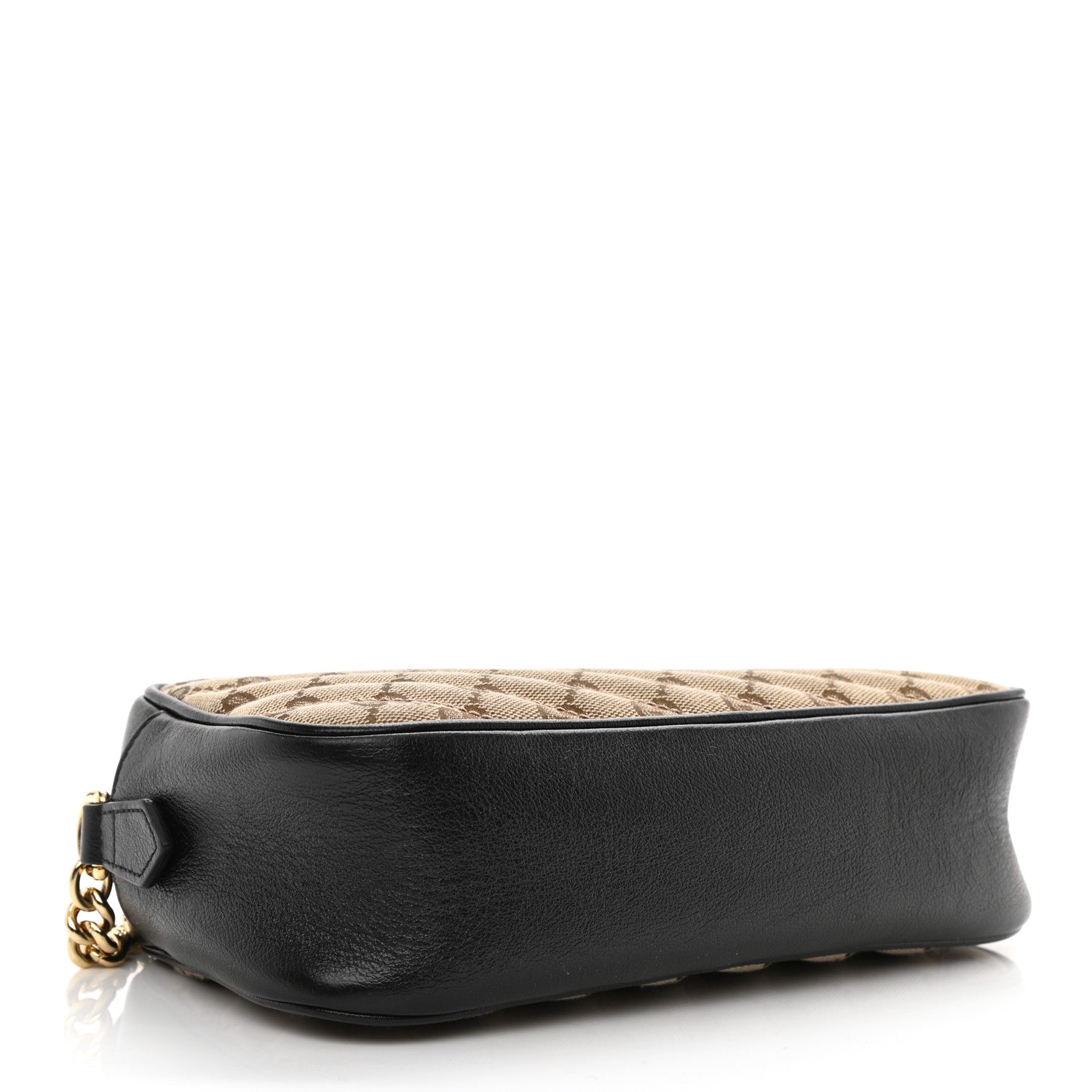 Gucci Monogram Matelasse Diagonal Small GG Marmont Chain Shoulder Bag Beige Black 3 of 7