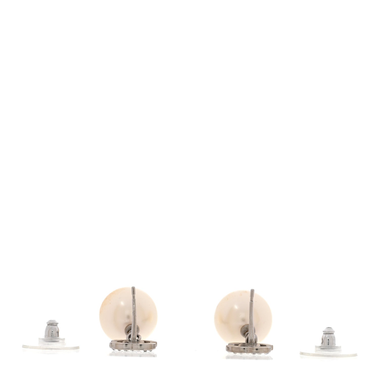 Chanel Crystal Pearl CC Drop Earrings Silver 3 of 6