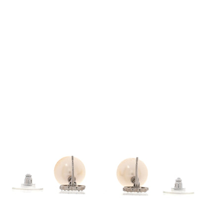 Chanel Crystal Pearl CC Drop Earrings Silver 3 of 6