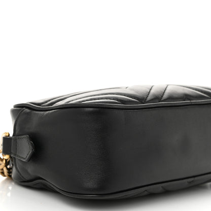 Gucci Calfskin Matelasse Small GG Marmont Chain Shoulder Bag Black 9 of 12