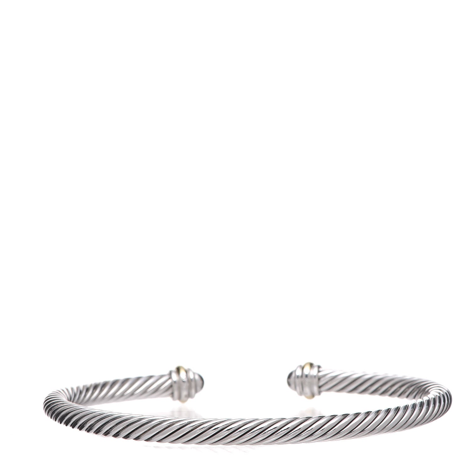 David Yurman Sterling Silver 18K Yellow Gold 4mm Cable Classics Bracelet 3 of 5