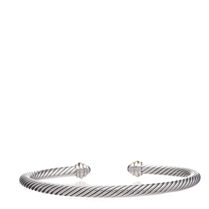 David Yurman Sterling Silver 18K Yellow Gold 4mm Cable Classics Bracelet 3 of 5