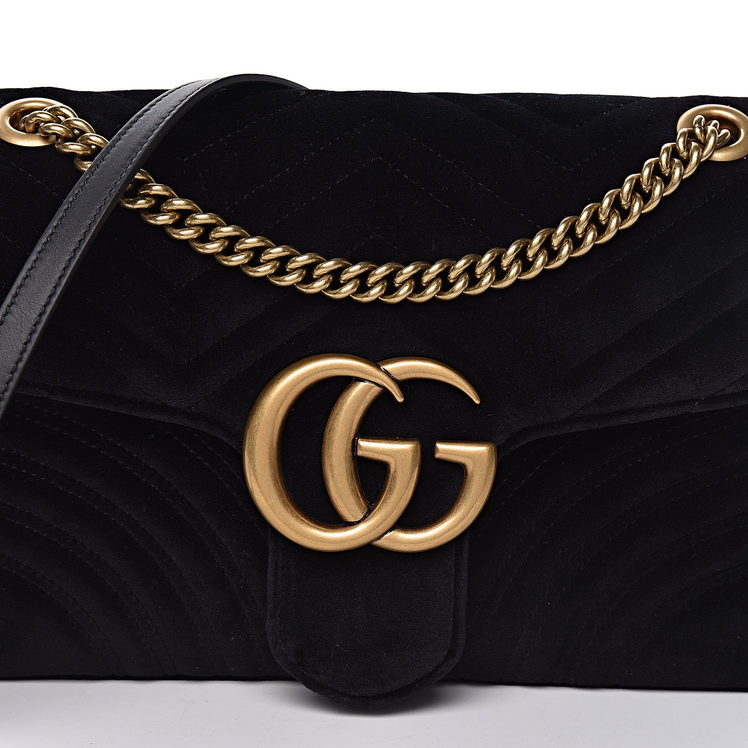 Gucci Velvet Matelasse Medium GG Marmont Shoulder Bag Black 12 of 12