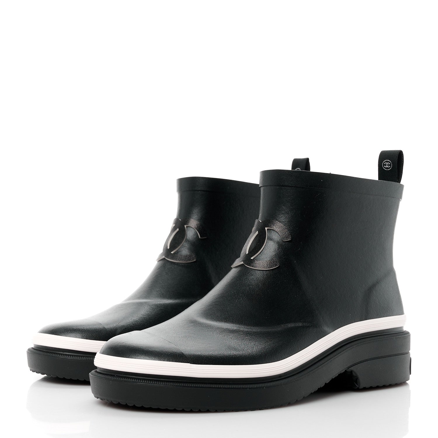 Chanel Rubber CC Short Rain Boots 37 Black 3 of 8