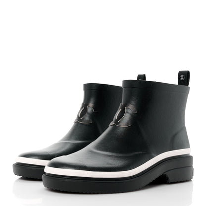 Chanel Rubber CC Short Rain Boots 37 Black 3 of 8