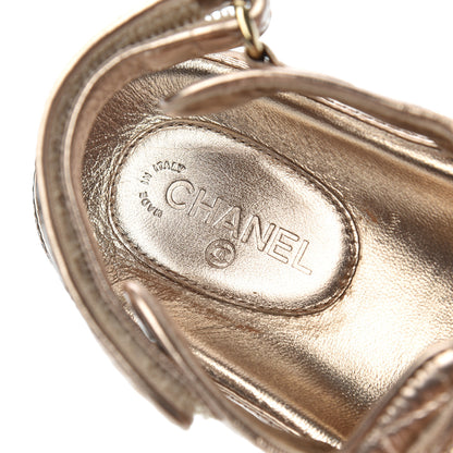 Chanel Iridescent Lambskin Quilted Velcro Dad Sandals 39 Light Bronze 6 of 9