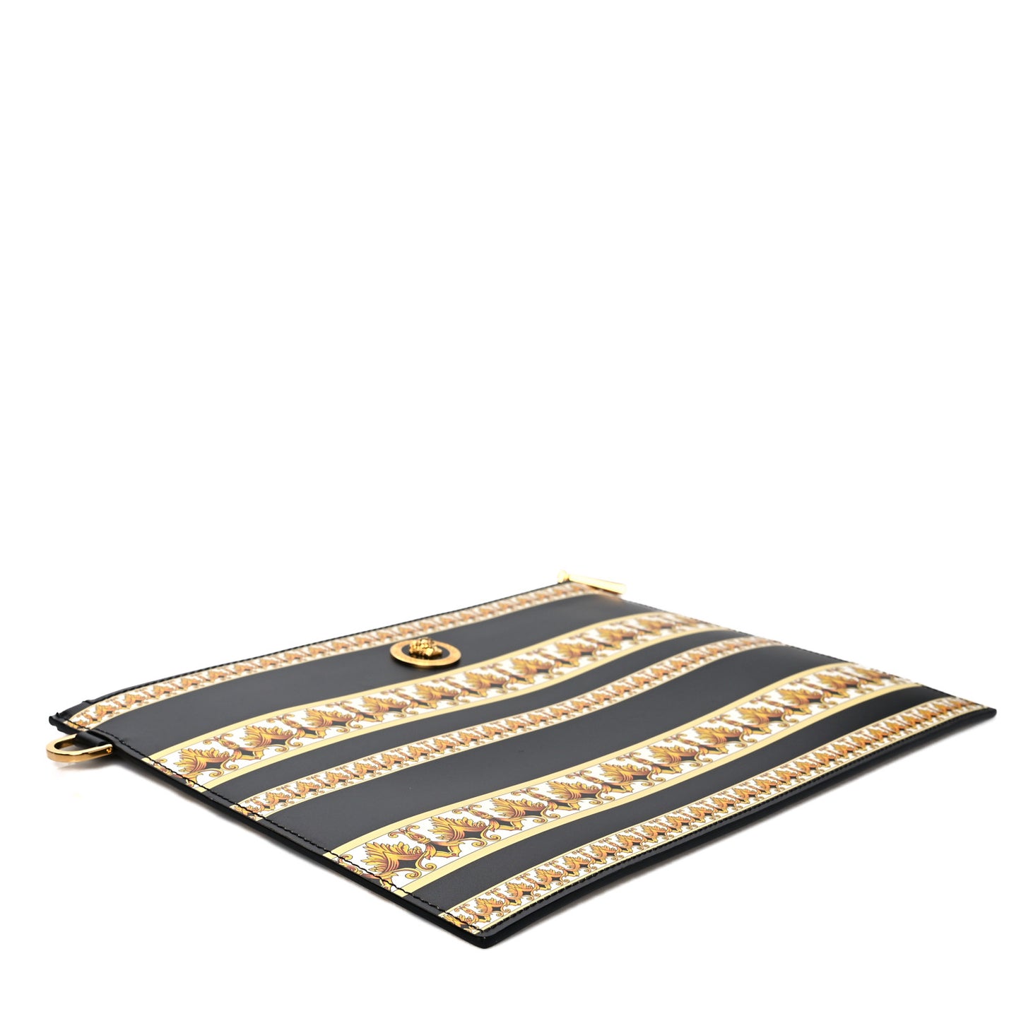 Calfskin Baroque Print La Medusa Pouch Black