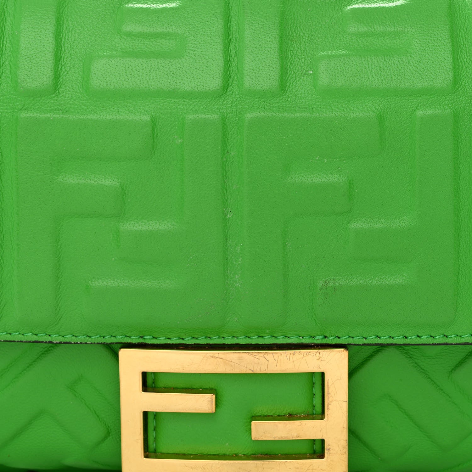 Fendi Nappa FF 1974 Embossed Baguette Tomatillo 8 of 16