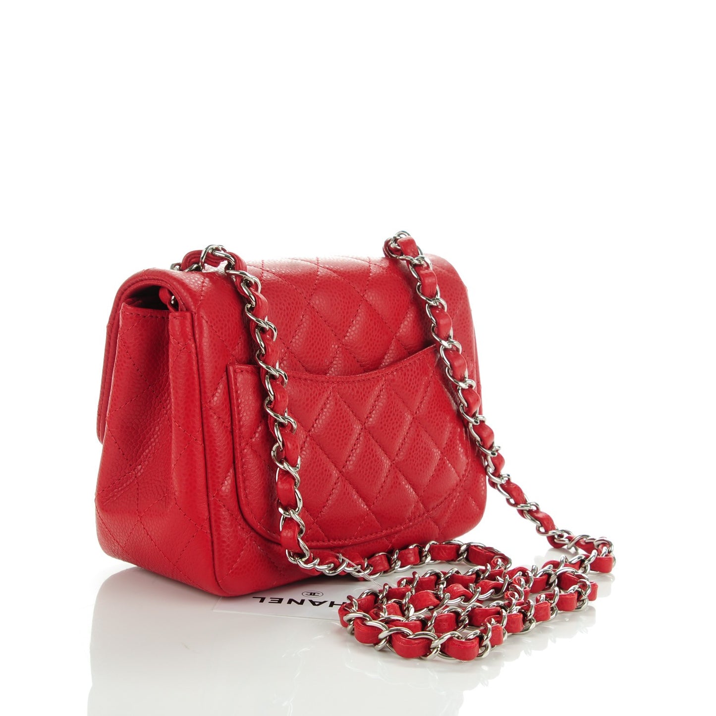 Caviar Quilted Mini Square Flap Red
