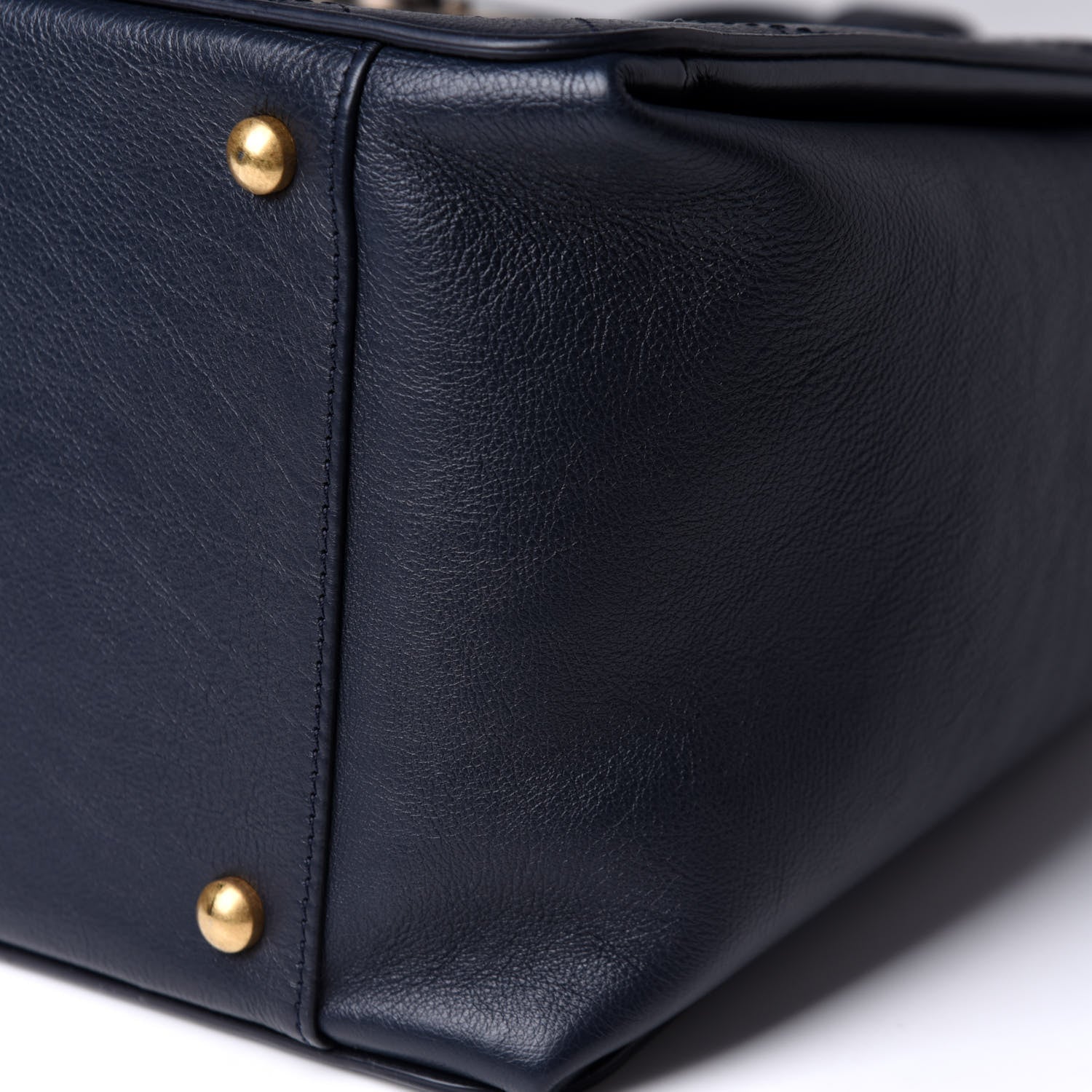 Chanel Calfskin Stitched Large Straight Lines Shopping Tote Navy 14 of 19
