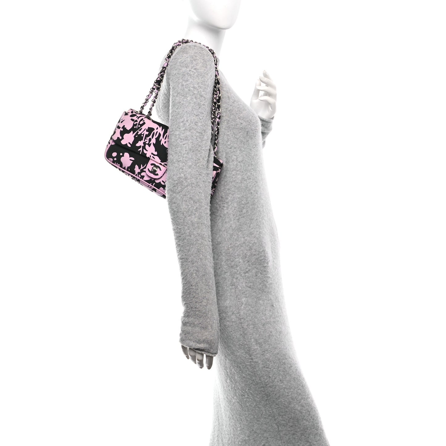 Printed Fabric East West Flap Black Pink