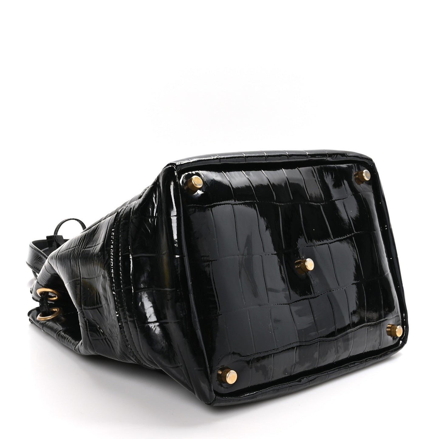Patent Croc Overseas Tote Black