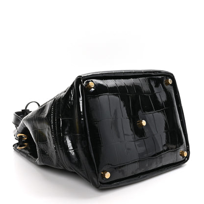 Saint Laurent Patent Croc Overseas Tote Black 5 of 13