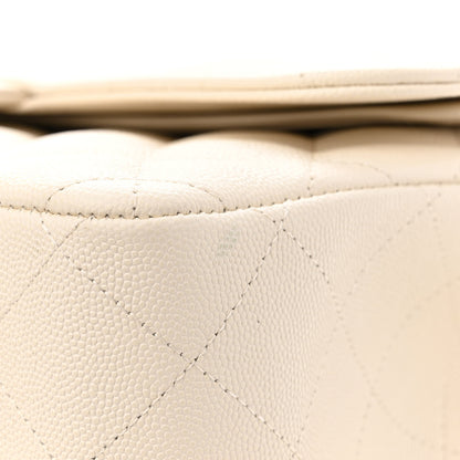 Chanel Caviar Quilted Jumbo Double Flap White 10 of 13