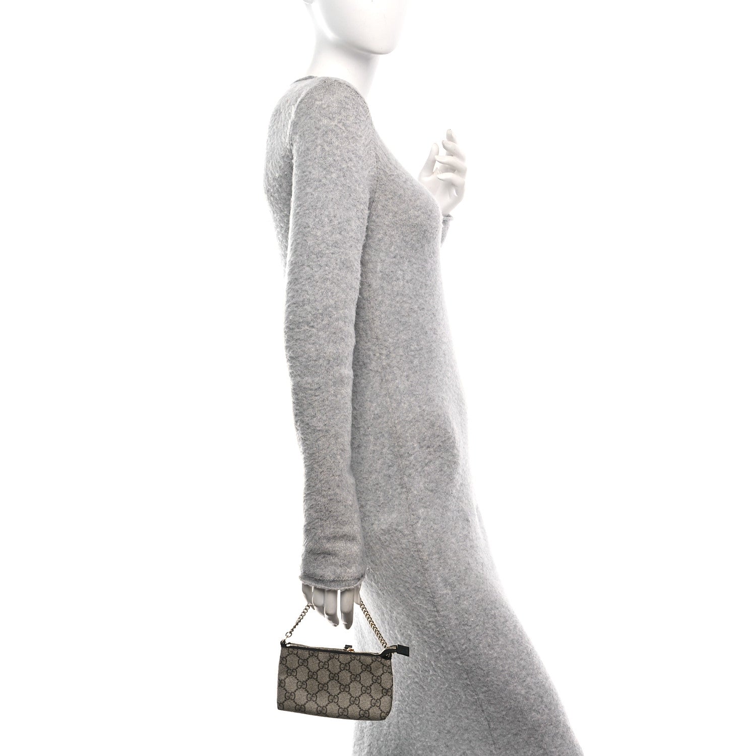 Gucci GG Supreme Monogram Mini Chain Bag Beige Black 2 of 10