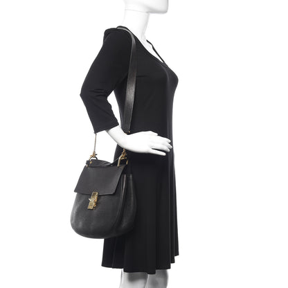 Chloe Grained Lambskin Large Drew Shoulder Bag Black 2 of 9