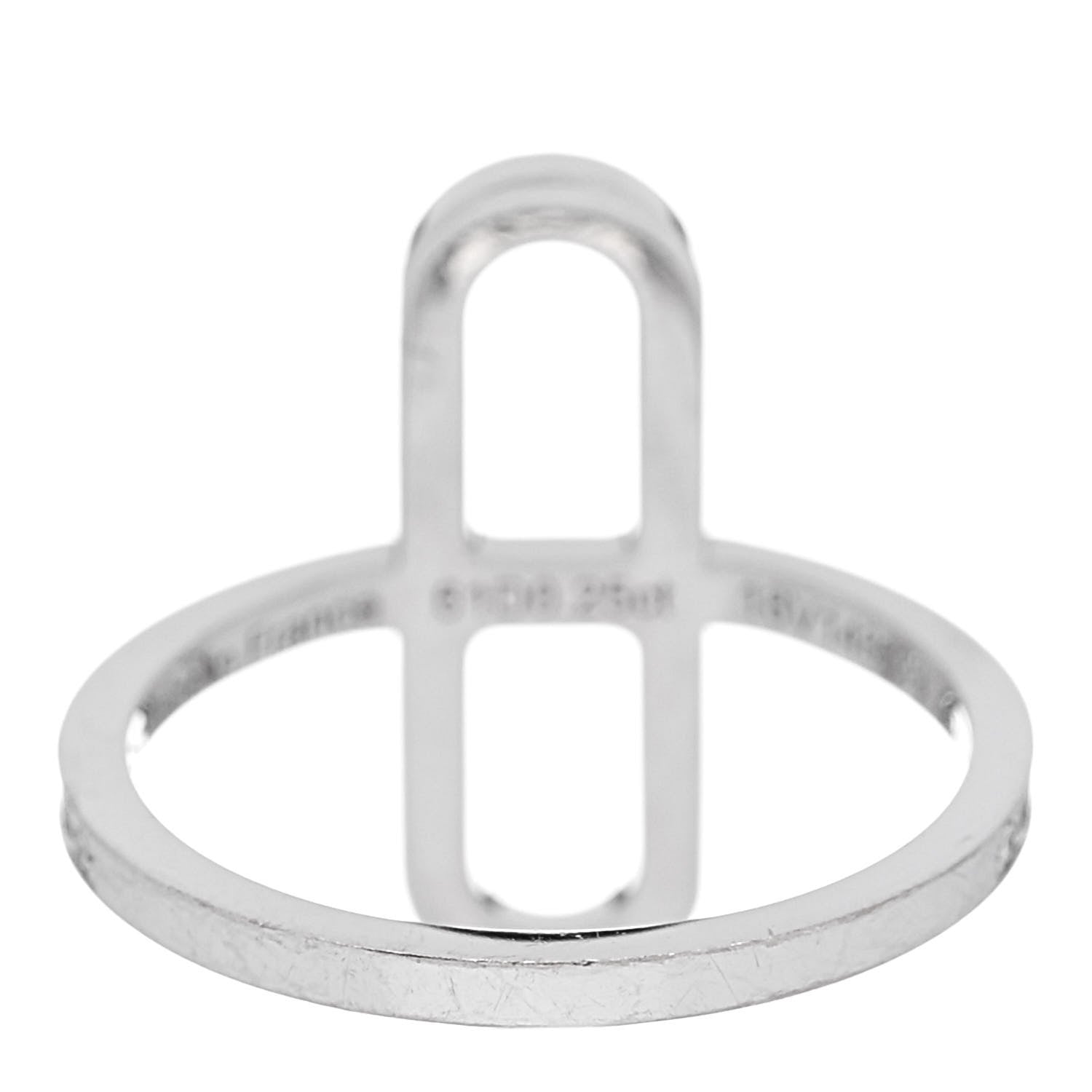 Hermes 18K White Gold Diamond Ever Chaine d'Ancre Ring 53 6.25 4 of 7